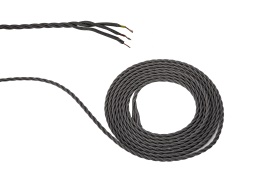 D0665  Cavo 1m Grey Braided Twisted 3 Core 0.75mm Cable